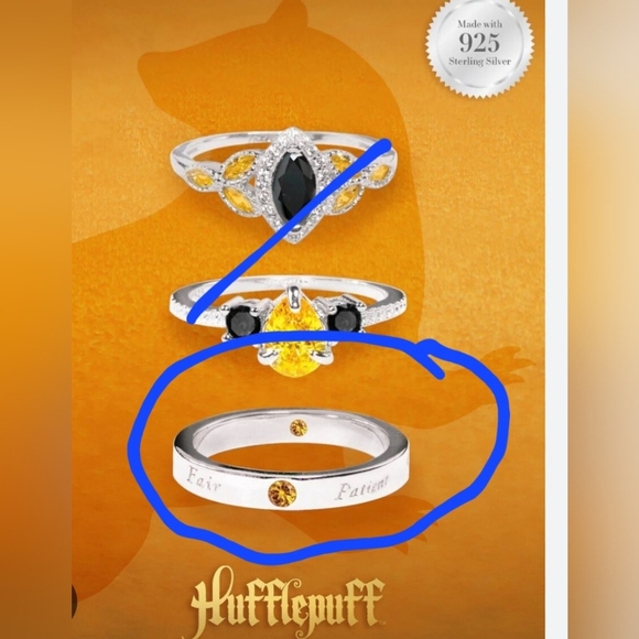 🍒 S925 Sterling Silver HUFFLEPUFF Traits Band. Sz6 - Picture 2 of 2